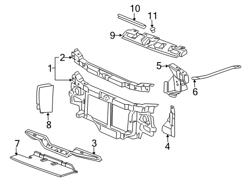 2019 GMC Savana 2500 Radiator Support Lower Baffle Diagram for 25755381