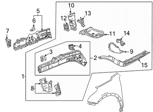 2022 Buick Envision Structural Components & Rails Rail Extension Diagram for 84358846