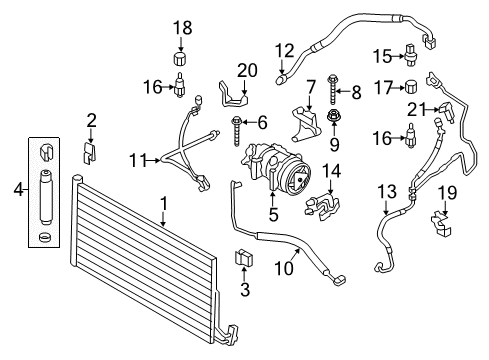 2015 Mini Cooper Paceman A/C Condenser, Compressor & Lines Pipe Clamp Diagram for 35511161876