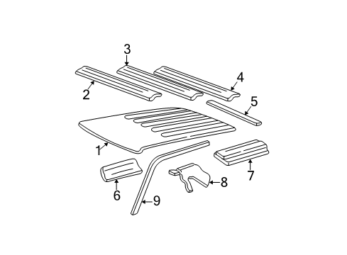 1997 Chevrolet Blazer Roof & Components Weatherstrip, Front Side Door Roof Drip Diagram for 15113132