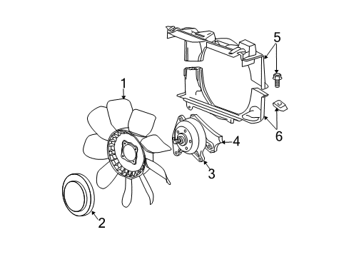 2007 GMC Savana 2500 Cooling System, Radiator, Water Pump, Cooling Fan Pulley Diagram for 12625312