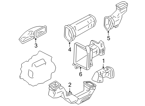 2001 Toyota 4Runner Ducts Heater Duct Diagram for 55843-35010