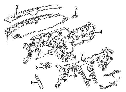 2016 Cadillac XTS Cluster & Switches, Instrument Panel Bracket Diagram for 22830154