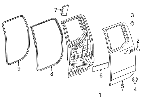 2019 GMC Sierra 1500 Rear Door Door Weatherstrip Diagram for 84741678