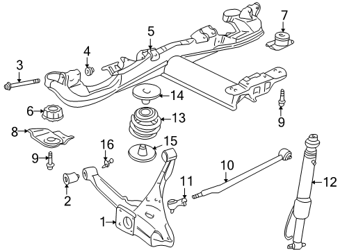 2003 Cadillac Seville Rear Suspension Components, Lower Control Arm, Ride Control, Stabilizer Bar Rear Leveling Shock Absorber Assembly Diagram for 19302776