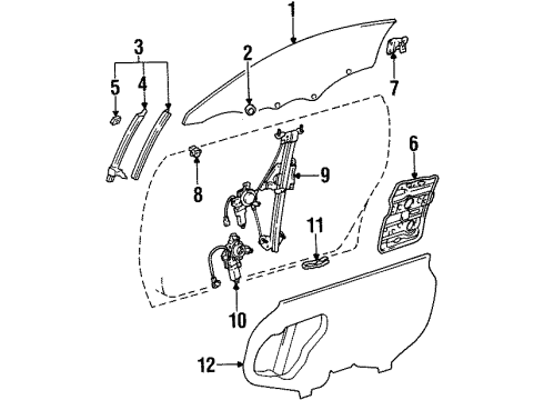 1997 Toyota Supra Glass - Door Access Cover Diagram for 67831-14240