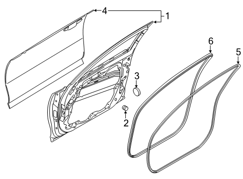 2018 Kia Stinger Front Door WEATHERSTRIP-Door Body Side Diagram for 82120J5000