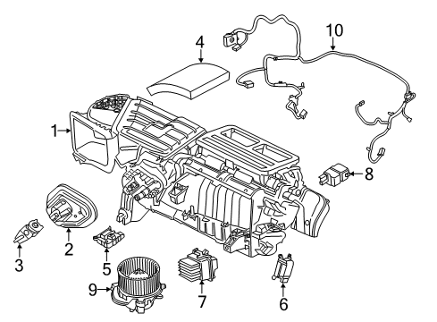 2019 Ford Mustang Air Conditioner Evaporator Assembly Diagram for JR3Z-19850-E