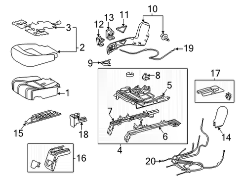 2020 Toyota Highlander Second Row Seats Seat Cushion Pad Diagram for 71611-0E150