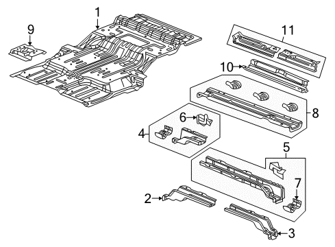 2009 Chrysler Aspen Rear Floor & Rails Pan-Floor Diagram for 55362426AE