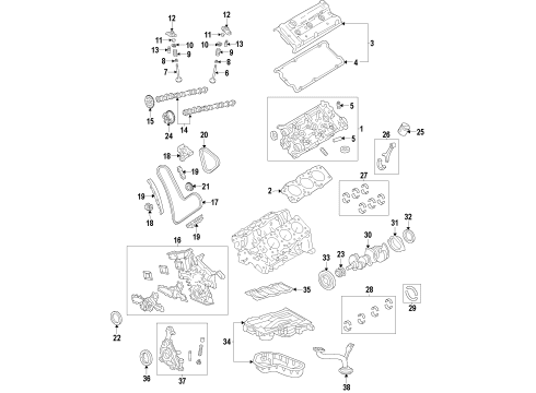 2015 Toyota Highlander Engine Parts, Mounts, Cylinder Head & Valves, Camshaft & Timing, Variable Valve Timing, Oil Pan, Oil Pump, Balance Shafts, Crankshaft & Bearings, Pistons, Rings & Bearings INSULATOR, Engine Mounting Diagram for 12361-20232