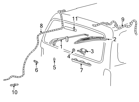 2003 Lincoln Aviator Wiper & Washer Components Washer Hose Diagram for 2C5Z-17A605-AA