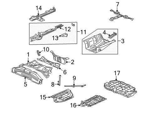 2014 Honda Insight Rear Body - Floor & Rails Stiffener, L. RR. Diagram for 65590-TM8-A01ZZ