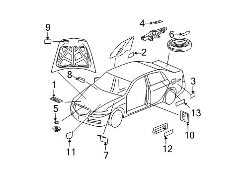 2006 Acura TL Information Labels Label, Spare Tire Caution (T-Type) (English) Diagram for 42767-SEP-A01