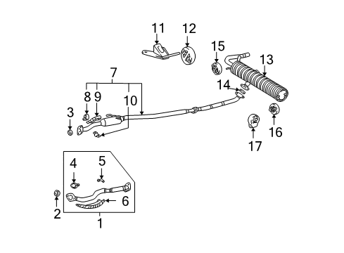 2001 Toyota RAV4 Exhaust Components Front Pipe Stay Diagram for 17541-28050