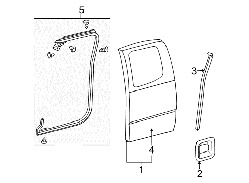 2014 Toyota Tacoma Rear Door & Components, Exterior Trim Access Cover Diagram for 67841-04020