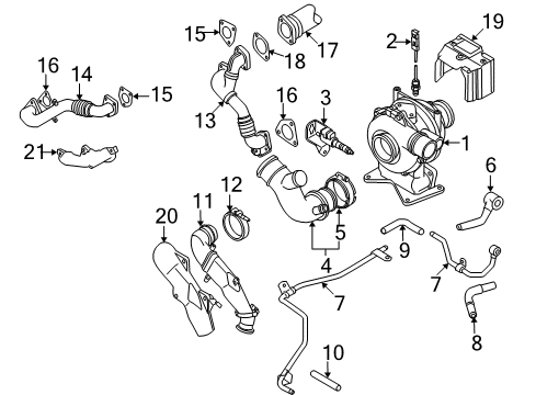 2009 GMC Sierra 3500 HD Turbocharger Heat Shield Diagram for 97365044