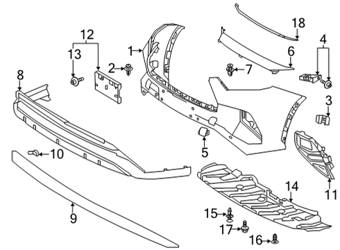 2022 Toyota Highlander Bumper & Components - Front Under Cover Diagram for 51441-0E100