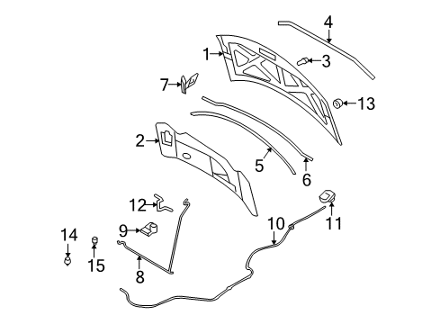 2009 Lincoln MKX Hood & Components Front Weatherstrip Diagram for 7T4Z-16A238-A