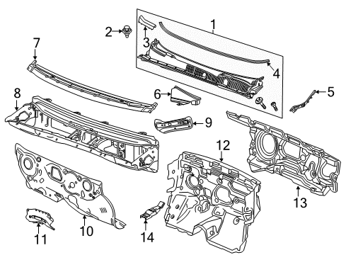 2015 Buick Encore Cowl Cowl Grille Clip Diagram for 11546904