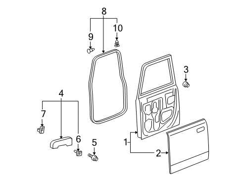 2006 Scion xB Front Door Door Weatherstrip Diagram for 67862-52041