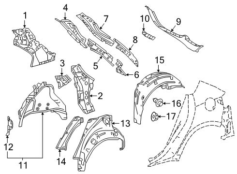 2022 Toyota Corolla Inner Structure - Quarter Panel Wheelhouse Liner Diagram for 65637-12070