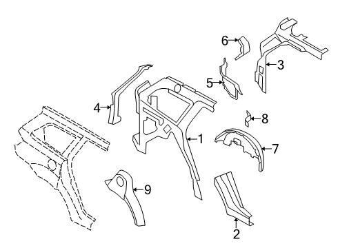 2020 Dodge Journey Inner Structure - Quarter Panel Extension-Quarter To Floor Pan Diagram for 5076934AE