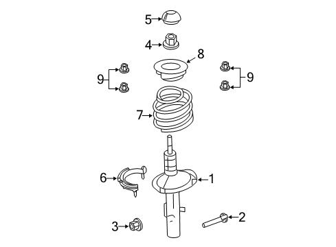 2010 Lincoln MKT Struts & Components - Front Strut Mount Nut Diagram for -W714812-S440