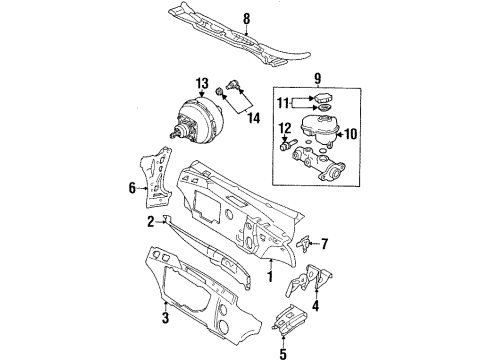 1997 Buick LeSabre Cowl Booster Asm, Power Brake Diagram for 18029959