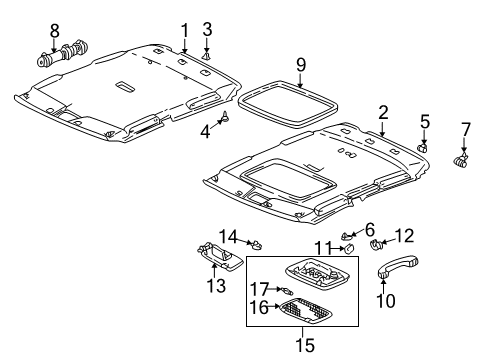 1998 Honda Accord Interior Trim - Roof Holder, Sunvisor *B96L* (LIGHT LAPIS) Diagram for 88217-S01-A01ZC