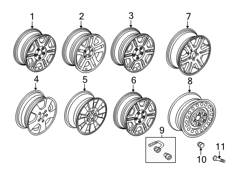 2002 Mercury Mountaineer Wheels Wheel Diagram for 1L2Z-1007-CA