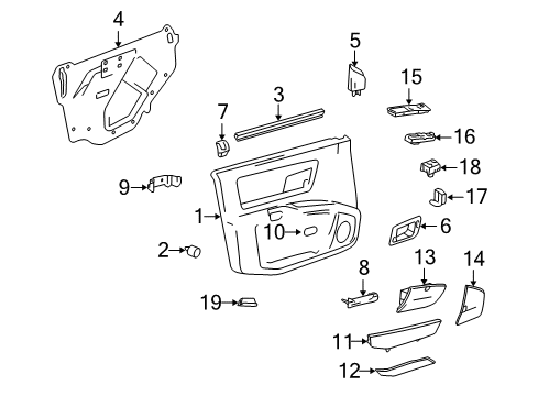 2006 Cadillac SRX Power Seats Bezel-Front Side Door Inside Handle *Cashmere E Diagram for 15824444