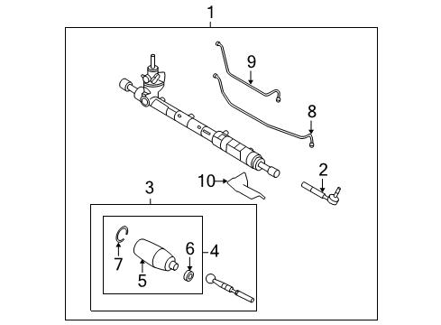 2006 Lincoln Zephyr Steering Column & Wheel, Steering Gear & Linkage Gear Assembly Diagram for 7H6Z-3504-A