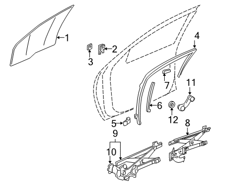 1995 Chevrolet Cavalier Rear Door Channel Asm-Front Side Door Window Diagram for 22729846