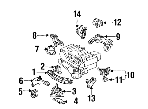 1995 Acura Legend Engine & Trans Mounting Bracket, Transmission Stopper (At) Diagram for 50827-SP0-981