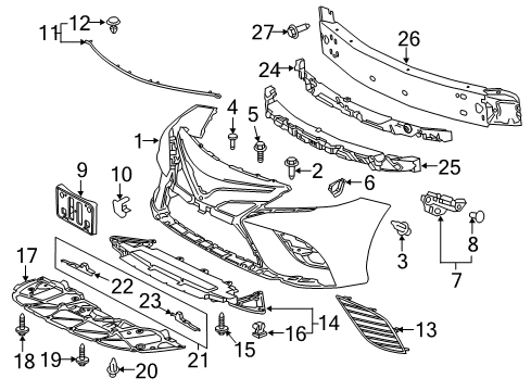 2019 Toyota Camry Front Bumper Front Trim Bracket Diagram for 52534-06010