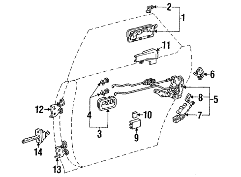 1991 Lexus ES250 Rear Door - Lock & Hardware Rear Door Lock Assembly, Left Diagram for 69060-32131