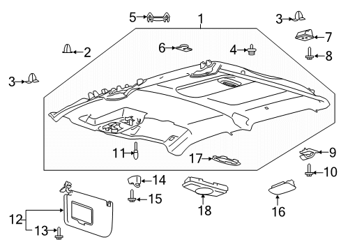 2017 Ford F-150 Interior Trim - Cab Reading Lamp Assembly Diagram for FL3Z-13776-CC