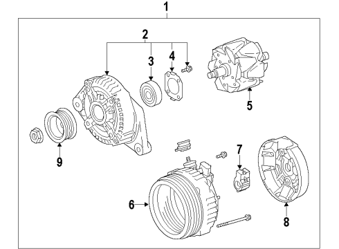 2014 Toyota FJ Cruiser Alternator Pulley, Alternator W/Clutch Diagram for 27415-0W131