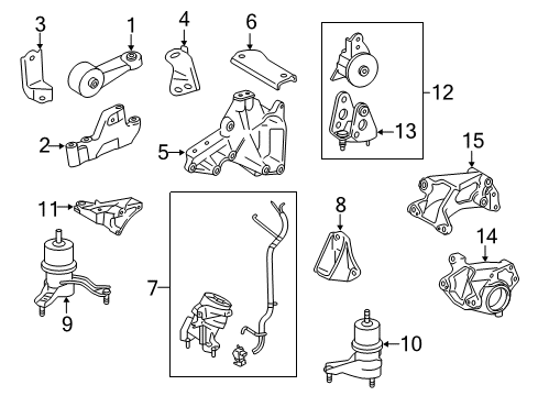 2014 Toyota Venza Engine & Trans Mounting Bracket, Engine Mounting, Front(For Transverse Engine) Diagram for 12311-0P020