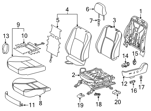 2015 Lexus CT200h Driver Seat Components Computer & Switch Assembly Diagram for 84070-76011