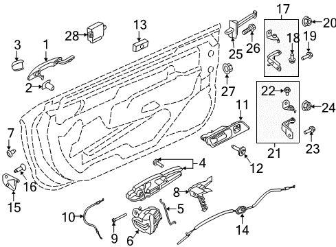2017 Ford Mustang Door & Components Handle, Inside Diagram for FR3Z-6322600-AC