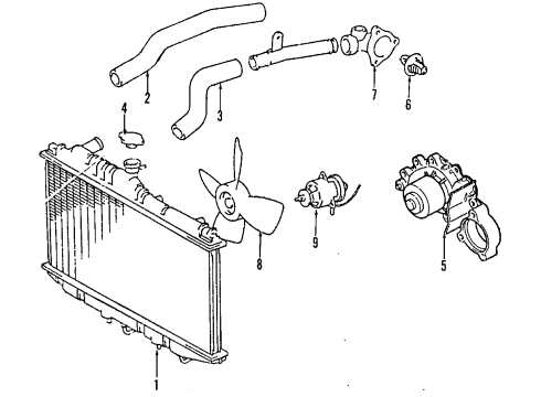 1990 Lexus ES250 Cooling System, Radiator, Water Pump, Cooling Fan Engine Water Pump Assembly Diagram for 16100-69305