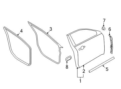 2011 Ford Taurus Front Door Weatherstrip On Body Diagram for AG1Z-5420708-AB