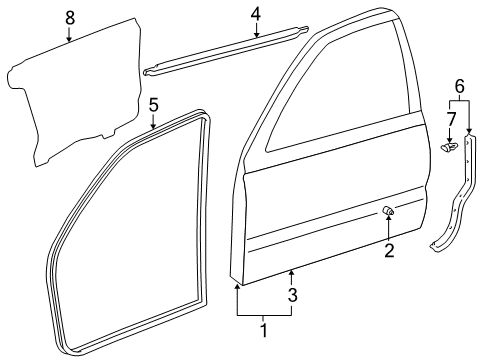 1996 Toyota 4Runner Front Door Door Weatherstrip Diagram for 67861-35040