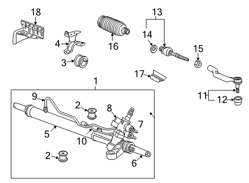 2011 Honda Accord Steering Column & Wheel, Steering Gear & Linkage Rack Sub-Assy., Power Steering Diagram for 53608-TE1-A01