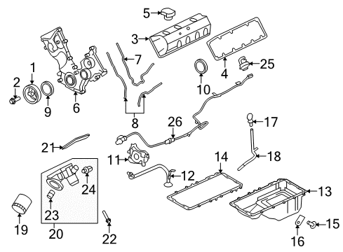 2009 Ford F-150 Engine Parts, Mounts, Cylinder Head & Valves, Camshaft & Timing, Oil Pan, Oil Pump, Crankshaft & Bearings, Pistons, Rings & Bearings, Variable Valve Timing Dipstick Diagram for 9L3Z-6750-B