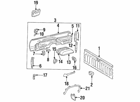 1997 Toyota T100 Box Assembly Bracket Diagram for 65519-34010