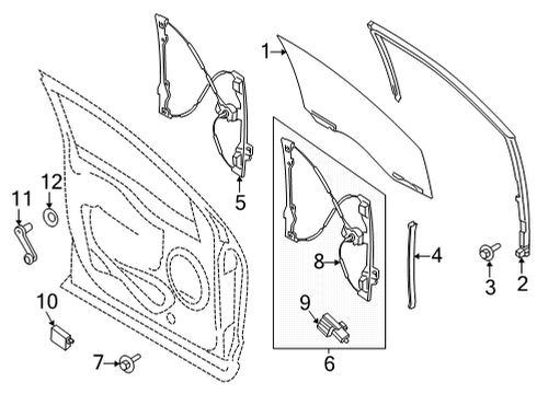 2021 Ford F-150 Front Door Window Handle Diagram for FL3Z-1523342-AA