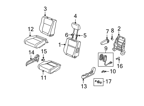 2003 Honda Element Front Seat Components Cover, Left Front Cushion Trim (Surf Blue) Diagram for 81531-SCV-A51ZA